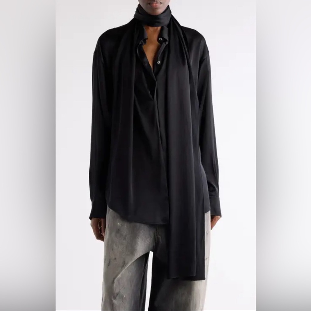 ACNE STUDIOS 🆕 ‘Corella’ Avant Garde PBow 💯 Silk Blouse. Sz34. MSRP:$840